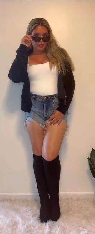 3 ways to style a classic white bodysuit and your fave denim shorts, Night time glam look
