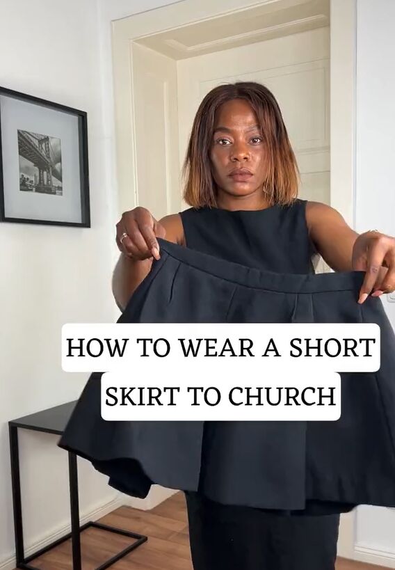 out of the box thinking turn your skirt into a layer, How to wear a short skirt to church