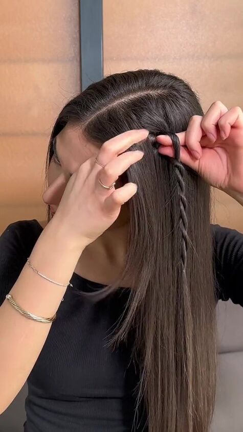 easy and cute way to pull your hair back, Making rope braid