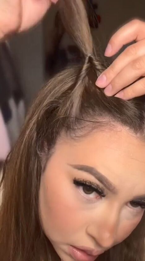 super cute and easy hairstyle, Creating topsy tail