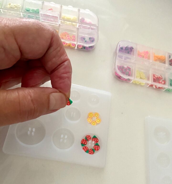 how to make your own fruity buttons, Placing into mold