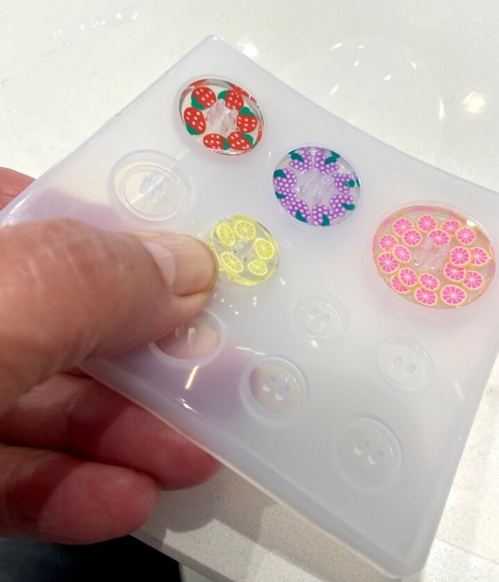 how to make your own fruity buttons, Out of mold