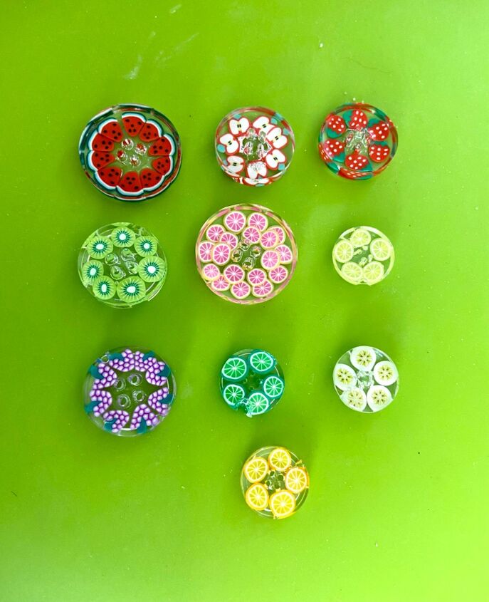 how to make your own fruity buttons, Fruity buttons