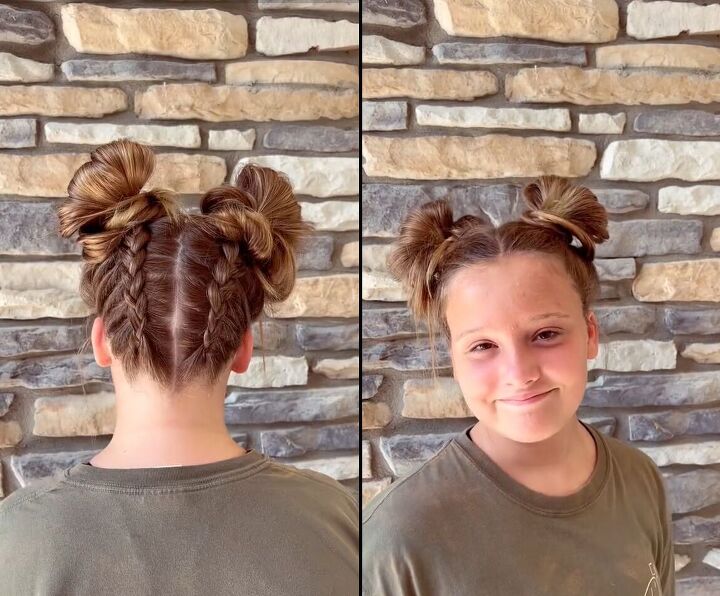 how to get the braided space buns look, Braided space buns look