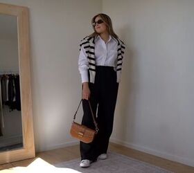 how to style a white shirt, Striped sweater look