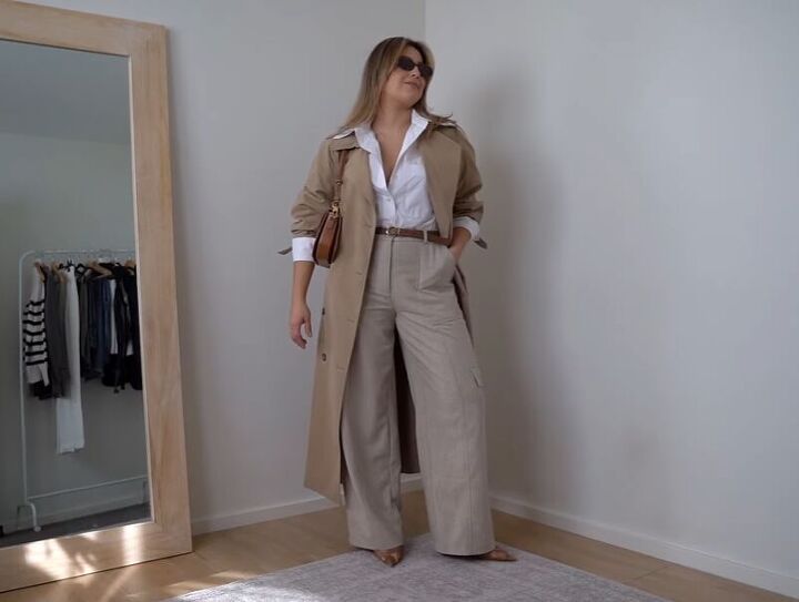 how to style a white shirt, Trench coat outfit