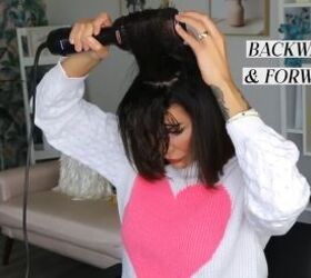 how to wave a bob with a flat iron, Blowing out top section