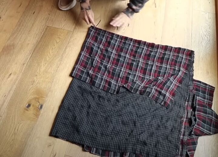 diy plaid skirt, Cutting fabric