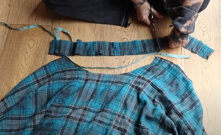 diy plaid skirt, Making waistband