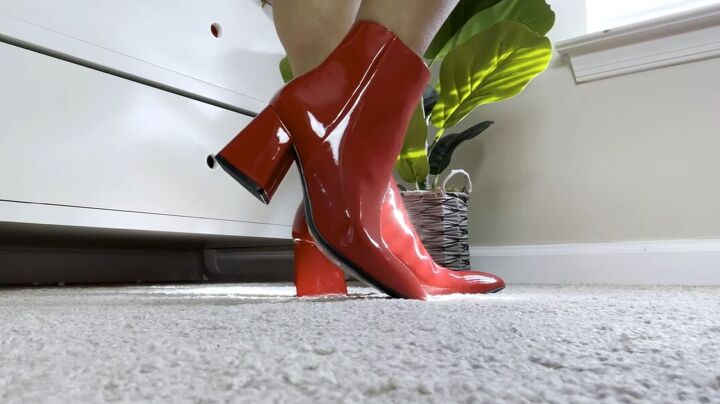 how to style red boots, Patent leather red boots
