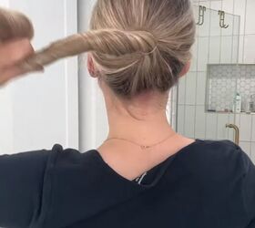 fine hair quick and easy updos for thin hair, Making a twisted ponytail