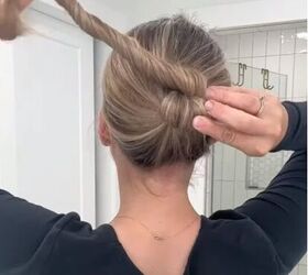 fine hair quick and easy updos for thin hair, Making a twisted bun