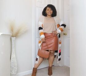 leather skirt and boots outfit, Neutral boots outfit
