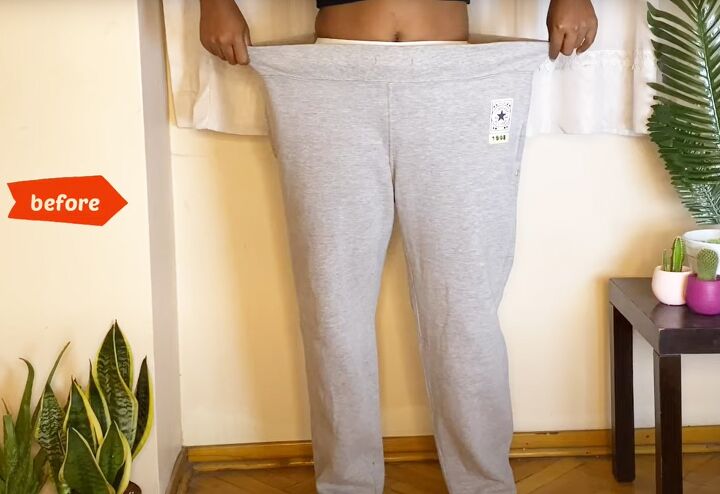 how to make pants waist smaller, Trying pants on