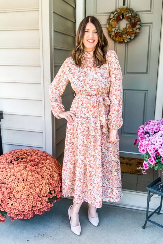 5 incredible thanksgiving outfit ideas for unforgettable style, Floral Midi Dress For Fall