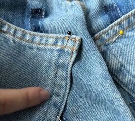 how to give your jeans the tilted pockets look, Reattaching pockets