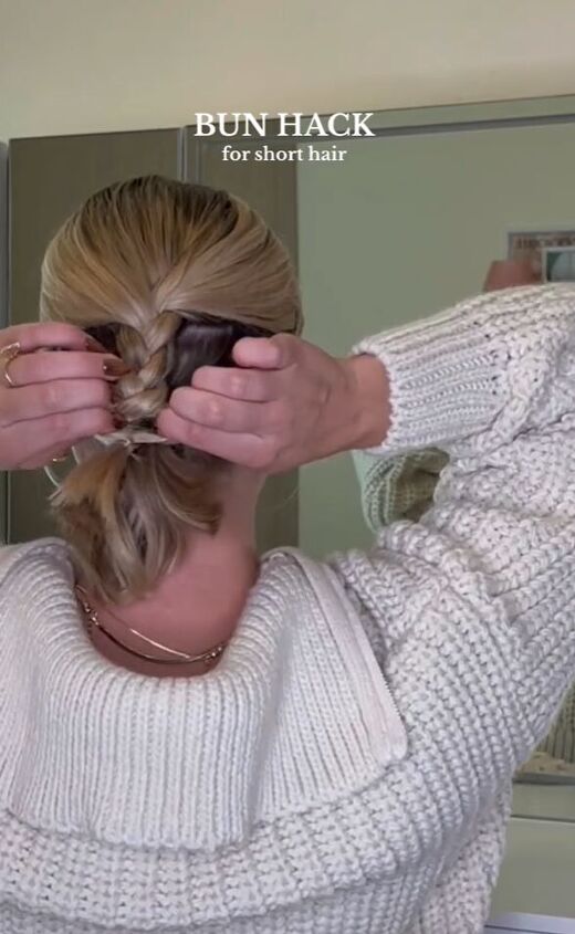 braided bun hack for short hair, Braiding