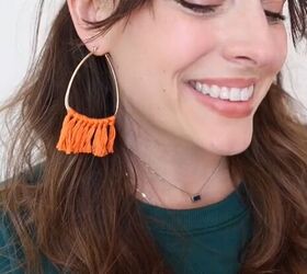 grab some walmart hoops and yarn, DIY tassel earrings