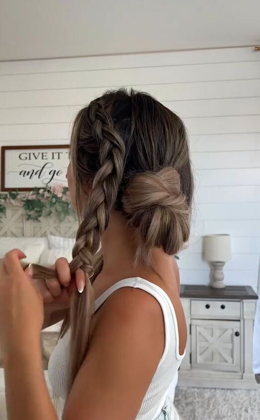 braided bun bridal hair tutorial, Braiding