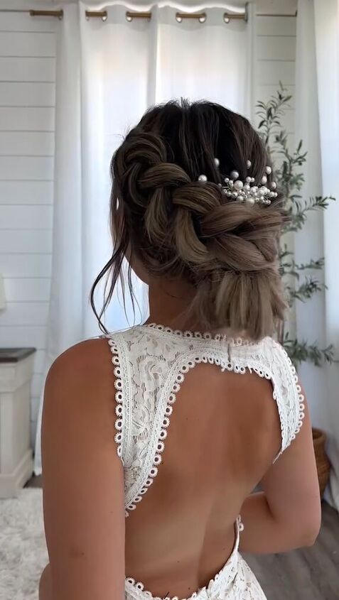 braided bun bridal hair tutorial, Braided bun bridal hairdo