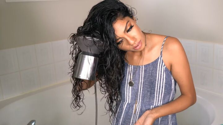 curly hair wash routine, Diffusing hair