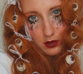 An Easy Halloween Hairstyle to Include Eyeballs in Your Hair