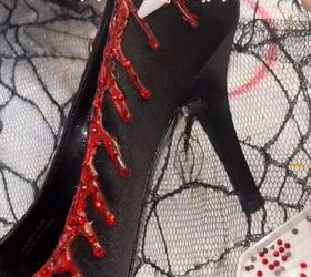 these bloody heels are so easy to diy and perfect for halloween, Adding rhinestones