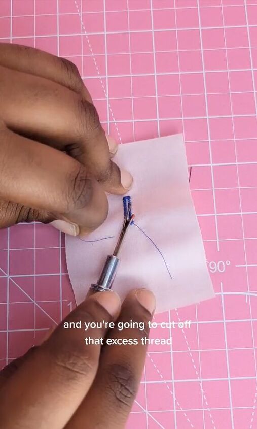 how to sew a buttonhole, Removing excess thread
