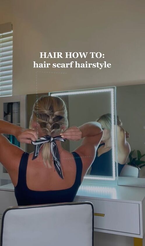 how to style your hair with a hair scarf, Tying bow
