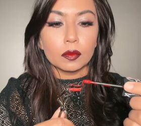 devil horns makeup, Adding lipstick to eyelash curlers