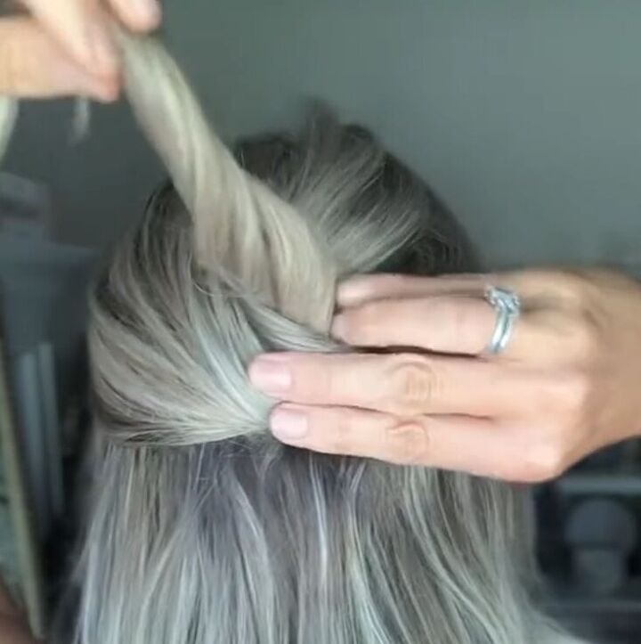 easy half up hairstyle for thin hair, Making loose bun