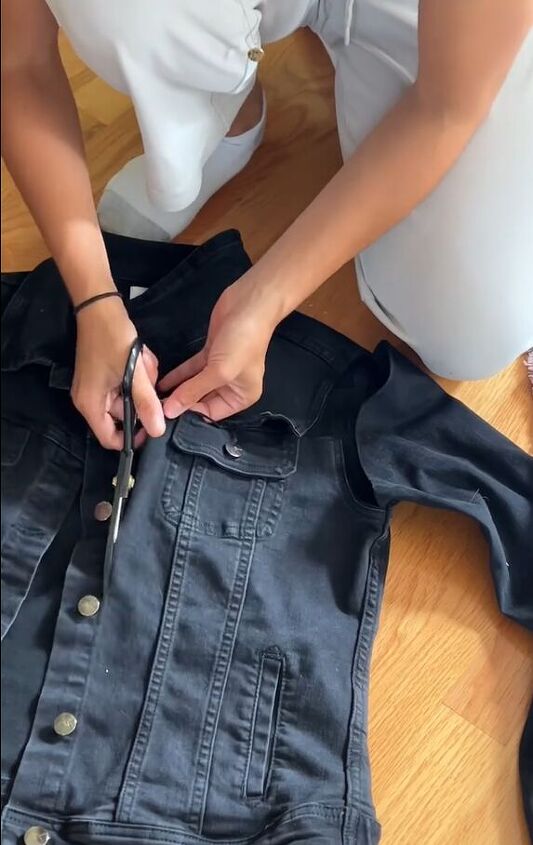 Cut Up Jacket Combining a Silk Scarf and Denim Jacket | Upstyle