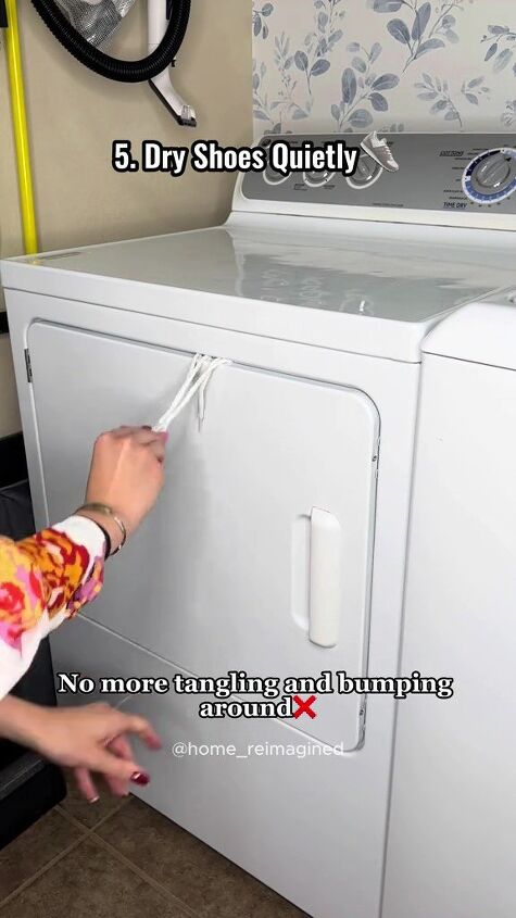 5 laundry hacks you have to know, Adding laces to washing machine door