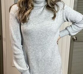 an simple but stylish sweater dress outfit