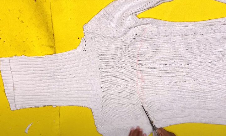 crop sweater diy, Shaping lower edge