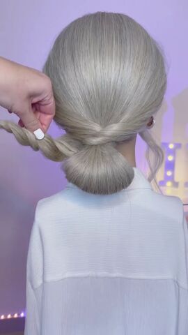 amazing low bun with braided ponytail, Twisting hair