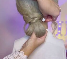 amazing low bun with braided ponytail, Wrapping hair