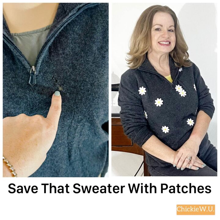 use iron on patches to fix decorate a sweater