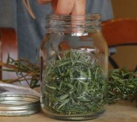 rosemary hair oil recipe, Filling jar with rosemary