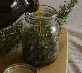 rosemary hair oil recipe, Adding oil