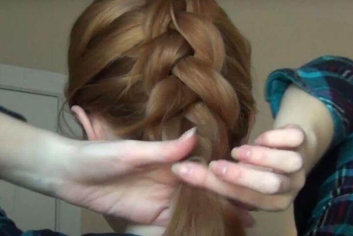 dutch braid updo, Securing braid