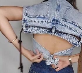 the new way people on tiktok are wearing their jeans, Knotting legs together
