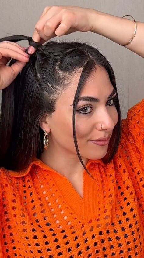 do this instead of braiding your hair all the way down, Pulling ponytail through