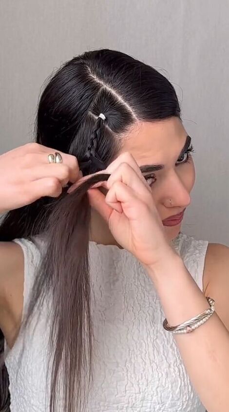 easy fall hairstyle on only one side of your head, Braiding