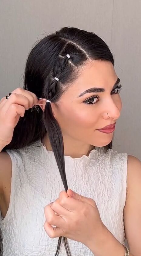 easy fall hairstyle on only one side of your head, Tying off braid