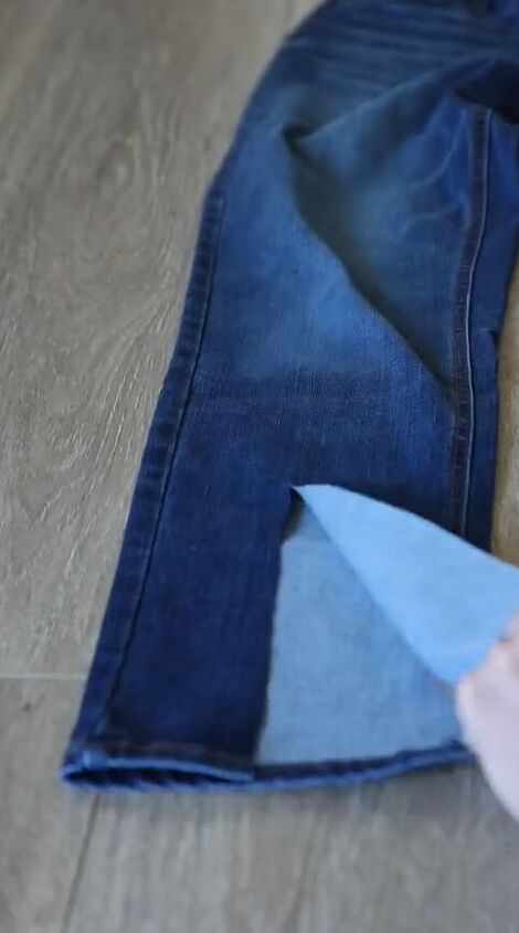 upcycle walmart jeans to look designer, Cutting jeans