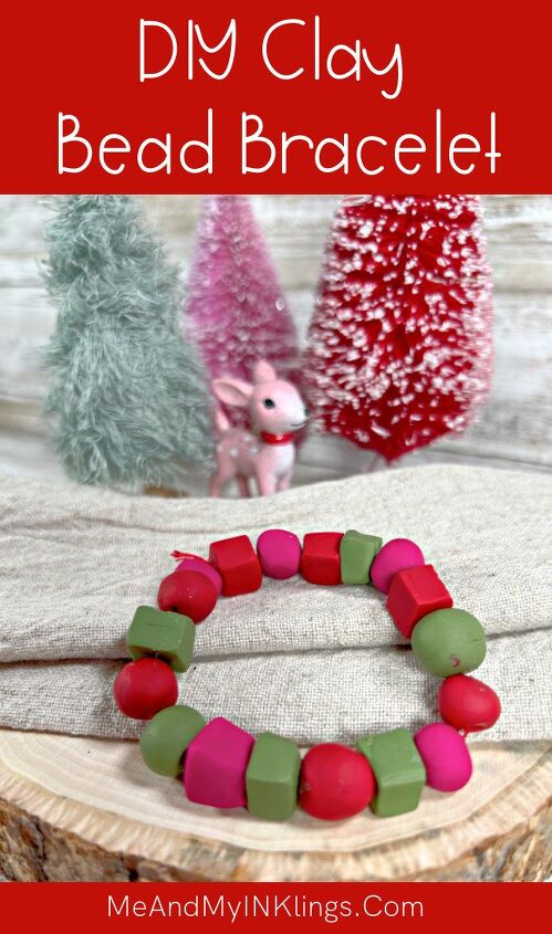 how to make clay bead bracelets, DIY Clay Bead Bracelet for Christmas Made with Polymer Clay and Simple Tools beginnerclay clayjewelry diybeads polymerclay sculpey