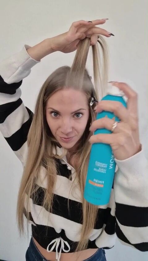 super cute and easy hairstyle with 4 braids, Adding setting lotion