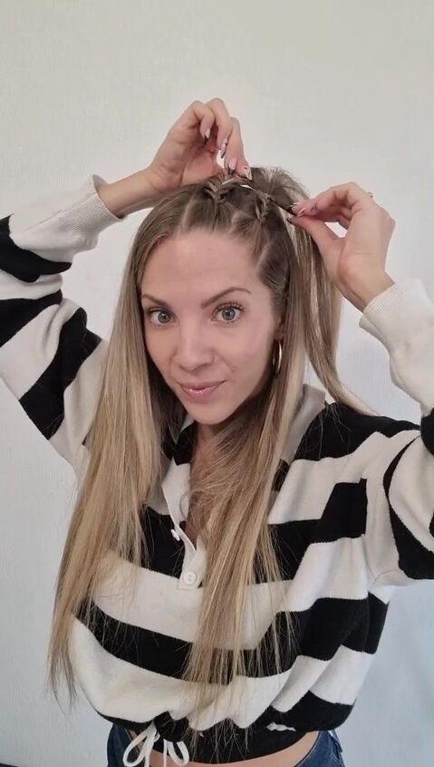 super cute and easy hairstyle with 4 braids, Finishing