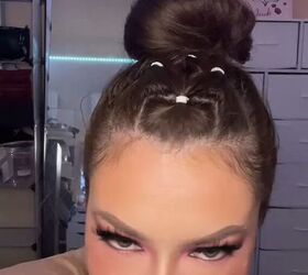 pull all your hair back for your next workout with this hairstyle, Unique bun hairdo